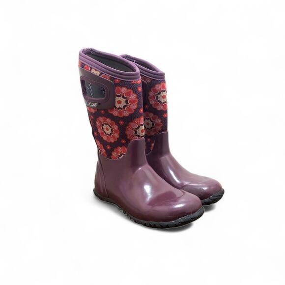 Bogs North Hampton Purple Kaleidoscope Rain Boots - Youth Size 2 - Picture 1 of 8